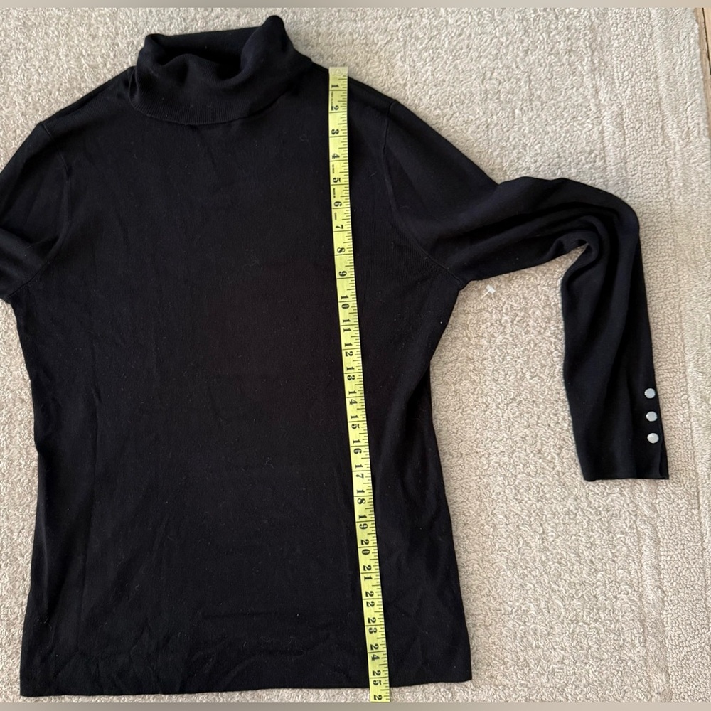 Chico’s Black Turtleneck Sweater Size 1 US 8 Long Sleeve Button Cuff stretch - Picture 3 of 7